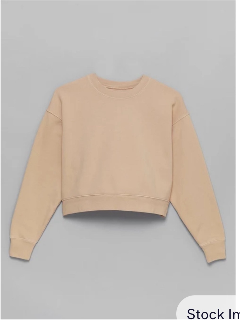 girlfriend collective EUC Cropped Pullover Sweatshirt in Beige light tan dolman
